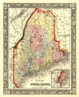 Maine State County Map 1860, Maine State Map 1860